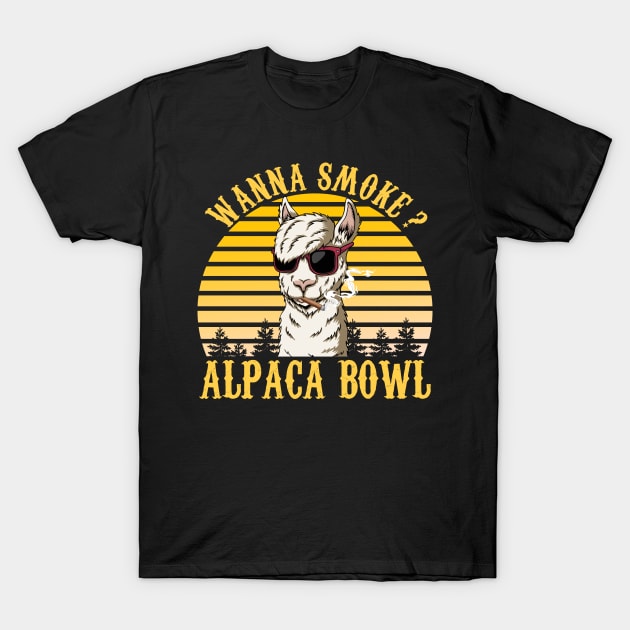 Wanna Smoke Alpaca Bowl T-Shirt by Magic Arts